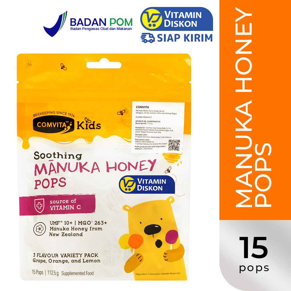 COMVITA KIDS SOOTHING MANUKA HONEY POPS 3 FLAVOR 112GR