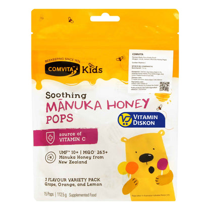 COMVITA KIDS SOOTHING MANUKA HONEY POPS 3 FLAVOR 112GR