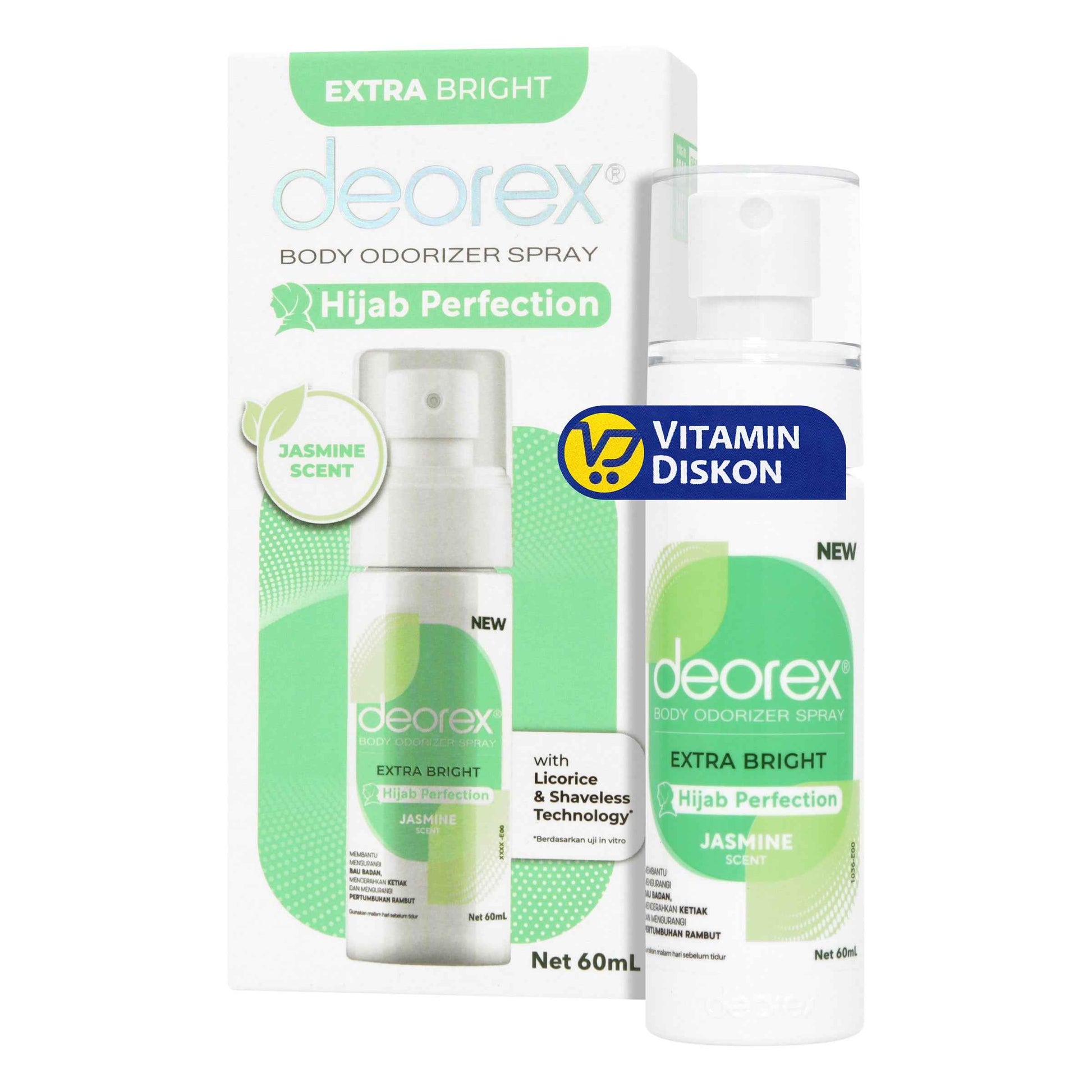 DEOREX BODY ODORIZER SPRAY EXTRA BRIGHT JASMINE SCENT 60 ML