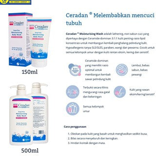 CERADAN MOISTURISING BODY WASH SOAP FREE 150 ML