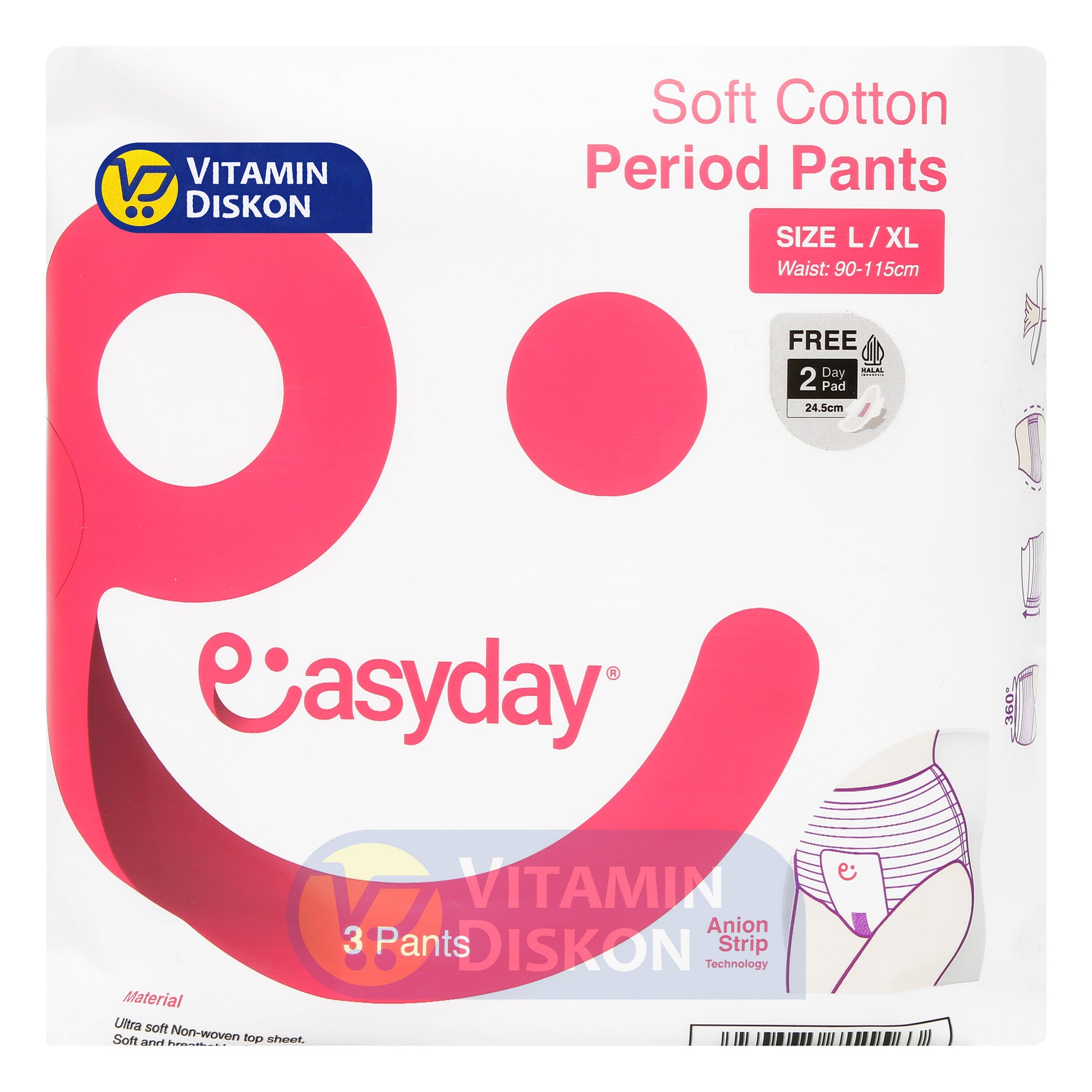 EASYDAY SOFT COTTON PERIOD PANTS SIZE L/XL