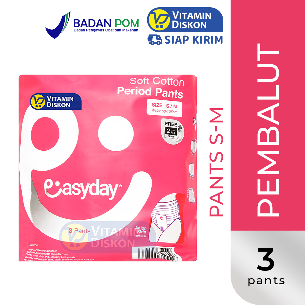 EASYDAY SOFT COTTON PERIOD PANTS SIZE S/M