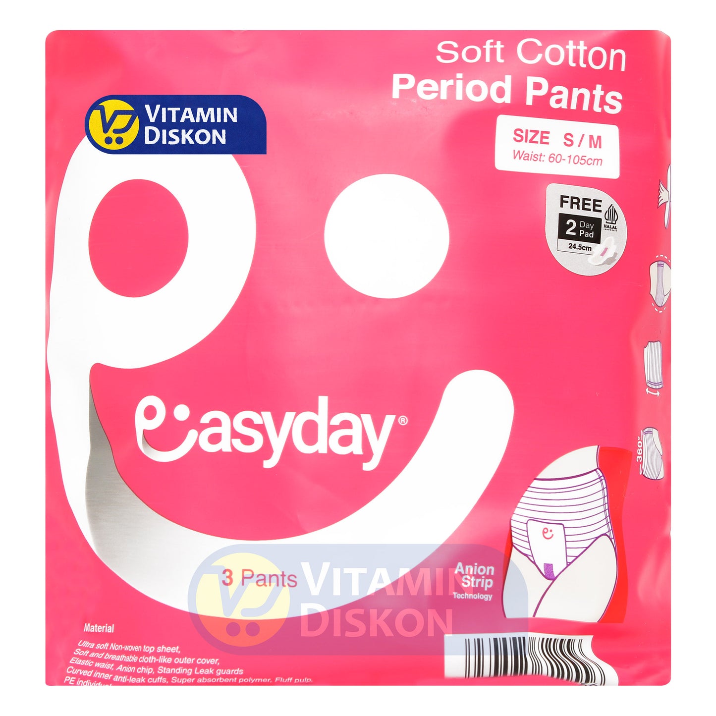 EASYDAY SOFT COTTON PERIOD PANTS SIZE S/M