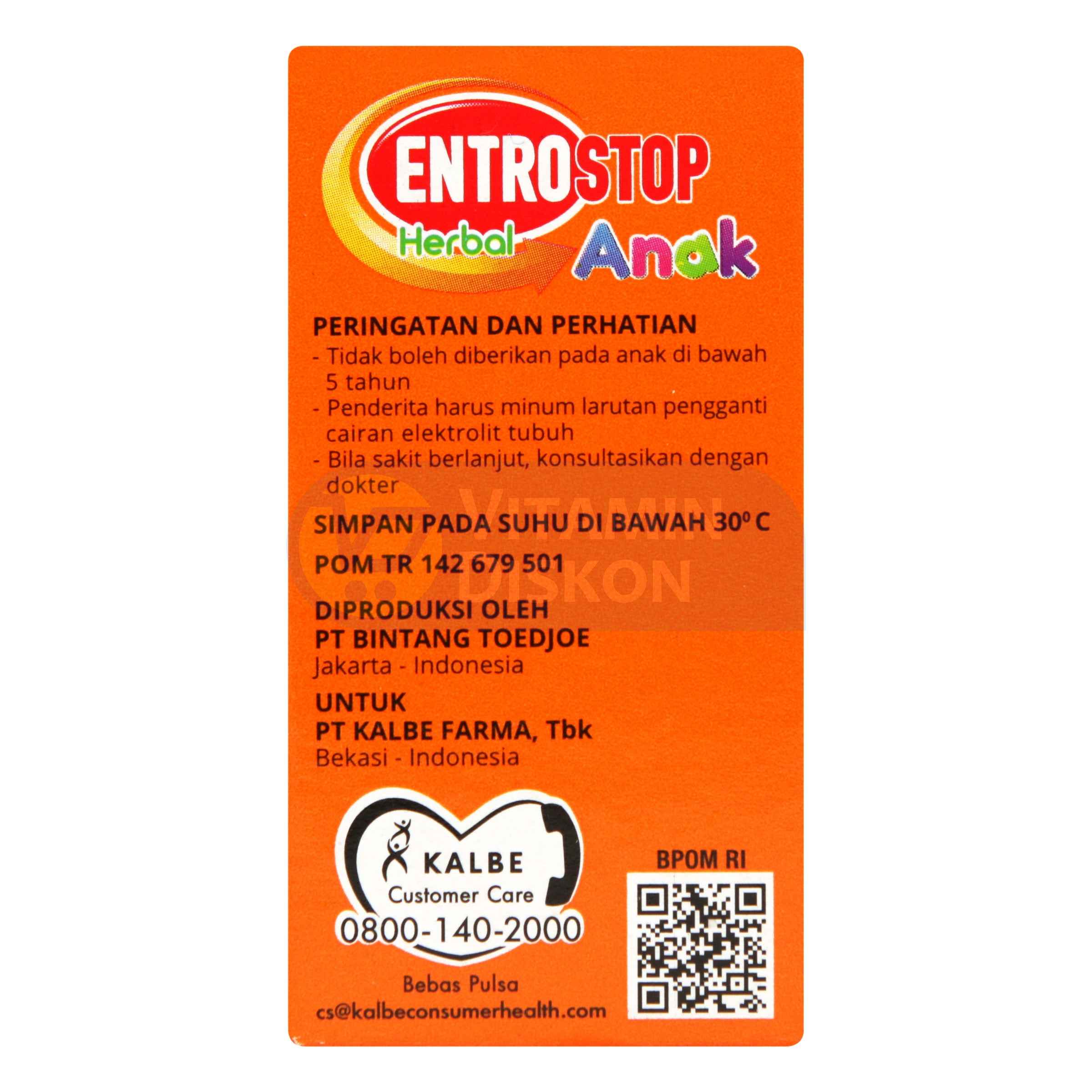 ENTROSTOP HERBAL ANAK 1 BOX ISI 6 SACHET