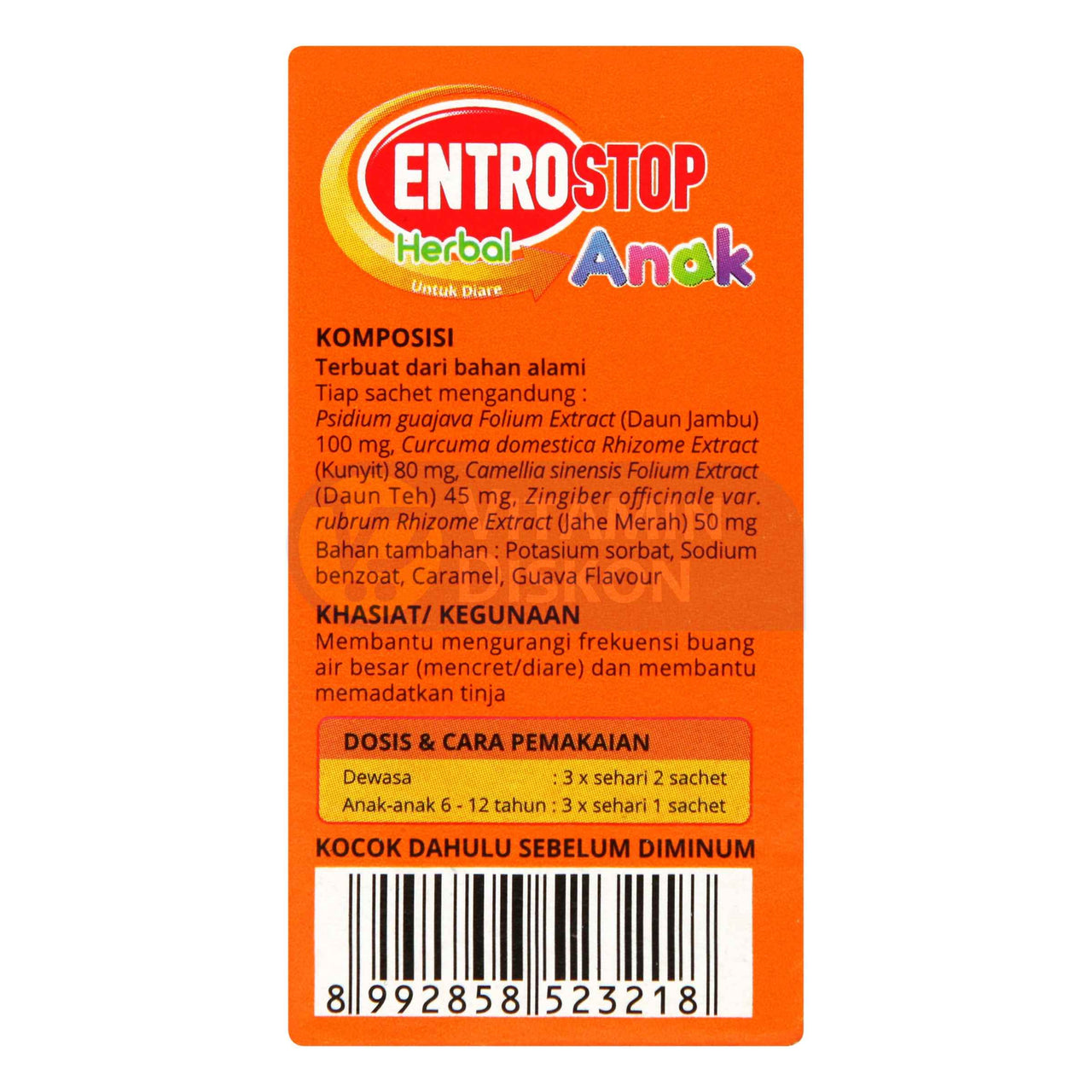 ENTROSTOP HERBAL ANAK 1 BOX ISI 6 SACHET