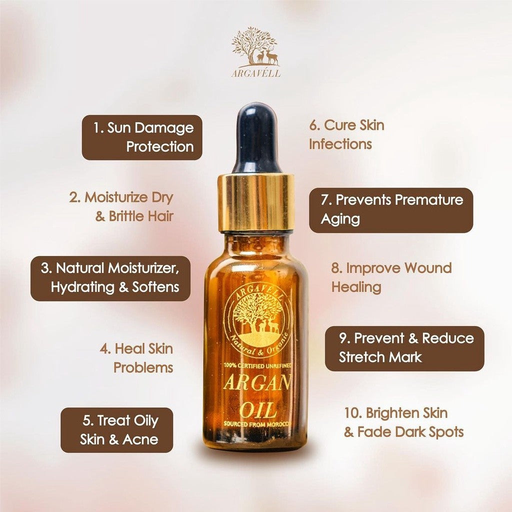 ARGAVELL CERTIFIED ORGANIC ARGAN OIL SOURCED FROM MOROCCO - 20ML