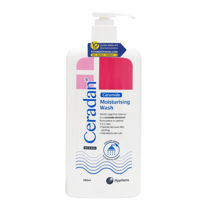 CERADAN MOISTURISING BODY WASH SOAP FREE 280 ML