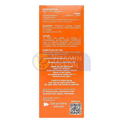 FORTI D SYRUP 1000 IU 100 ML