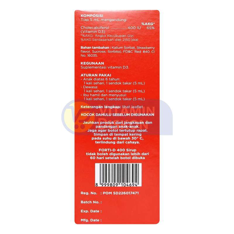 FORTI D SYRUP 400 IU 100 ML