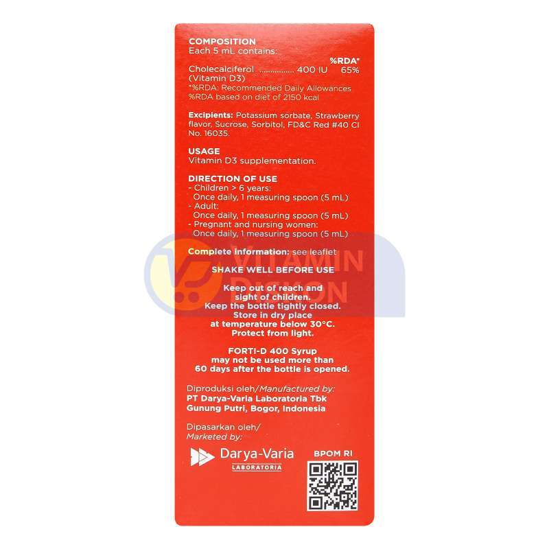 FORTI D SYRUP 400 IU 100 ML