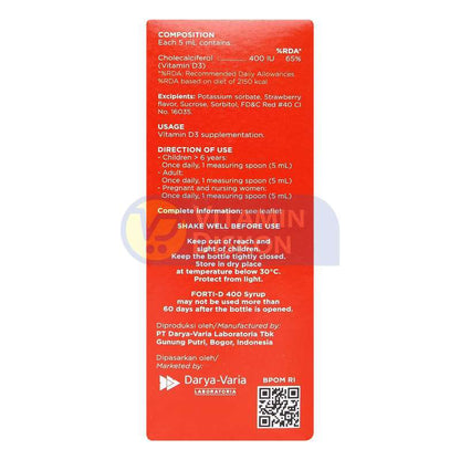 FORTI D SYRUP 400 IU 100 ML