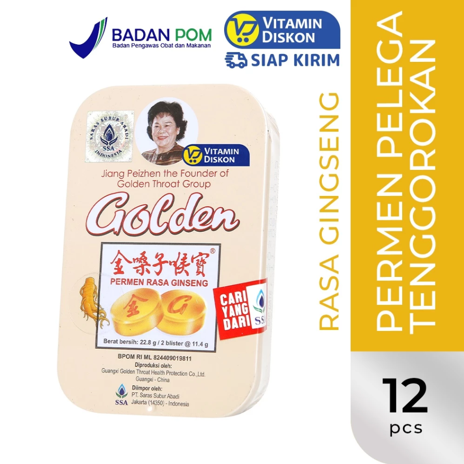 GOLDEN PERMEN RASA GINSENG 12'S PERMEN PELEGA TENGGOROKAN SSA