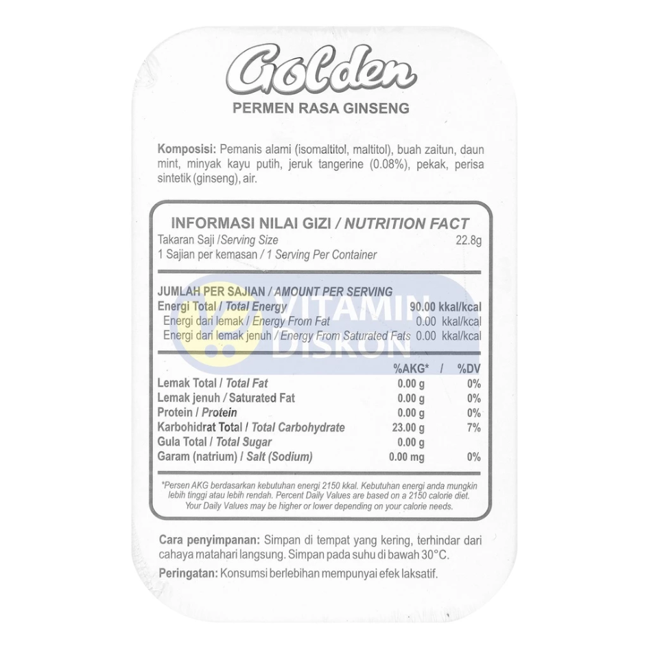 GOLDEN PERMEN RASA GINSENG 12'S PERMEN PELEGA TENGGOROKAN SSA