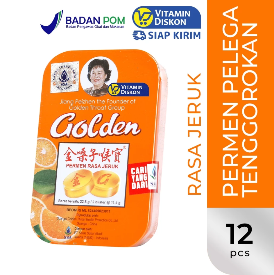GOLDEN PERMEN RASA JERUK 12'S PERMEN PELEGA TENGGOROKAN SSA