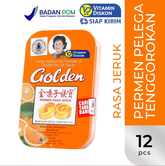 GOLDEN PERMEN RASA JERUK 12'S PERMEN PELEGA TENGGOROKAN SSA