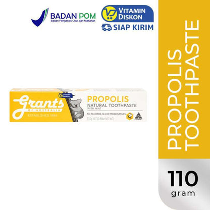 GRANTS OF AUSTRALIA PROPOLIS NATURAL TOOTHPASTE FLUORIDE FREE 110G