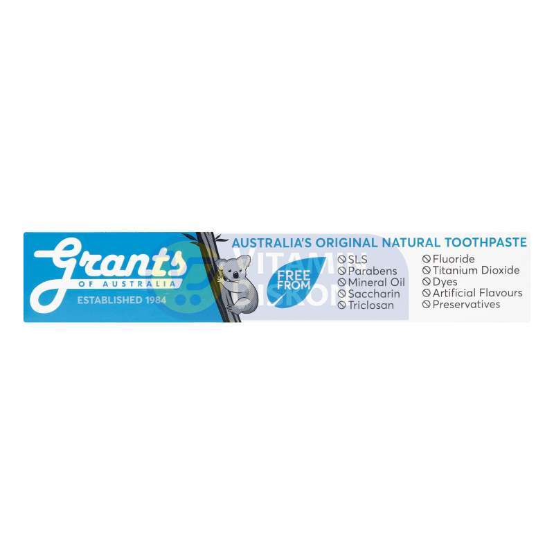GRANTS OF AUSTRALIA FRESH MINT NATURAL TOOTHPASTE FLUORIDE FREE 110G