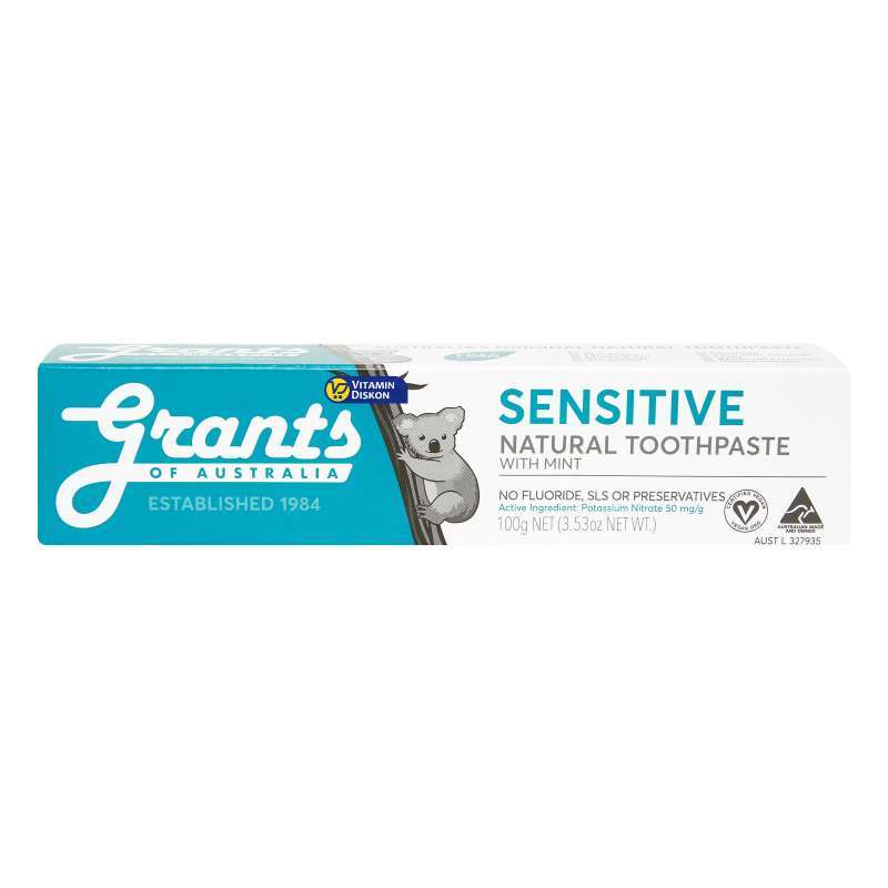 GRANTS OF AUSTRALIA SENSITIVE NATURAL TOOTHPASTE FLUORIDE FREE 100G