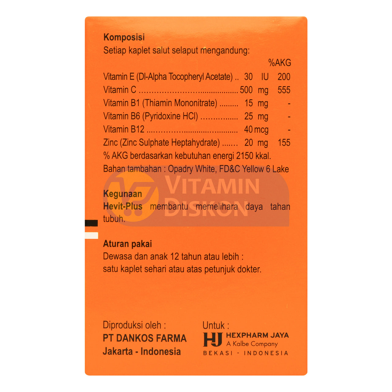 HEVIT PLUS MULTIVITAMIN DAN ZINK 1 BOX ISI 10 STRIP