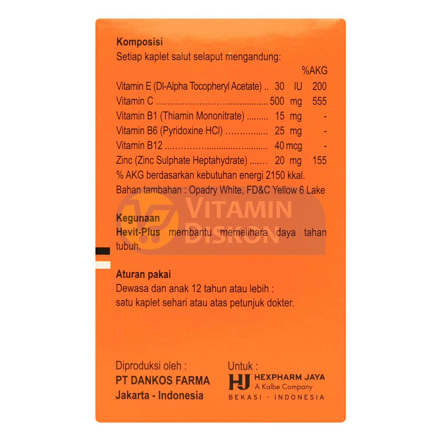 HEVIT PLUS MULTIVITAMIN DAN ZINK 1 BOX ISI 10 STRIP