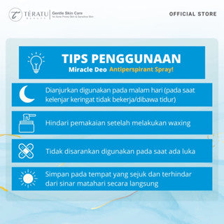 TERATU BEAUTY MIRACLE DEO ANTIPERSPIRANT SPRAY 20% ALUMINUM CHLORIDE 60ML