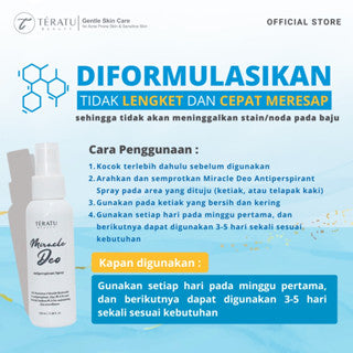 TERATU BEAUTY MIRACLE DEO ANTIPERSPIRANT SPRAY 20% ALUMINUM CHLORIDE 100ML