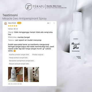 TERATU BEAUTY MIRACLE DEO ANTIPERSPIRANT SPRAY 20% ALUMINUM CHLORIDE 100ML