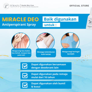 TERATU BEAUTY MIRACLE DEO ANTIPERSPIRANT SPRAY 20% ALUMINUM CHLORIDE 100ML