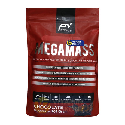 PROVUS MEGAMASS SUPERIOR FORMULA FOR MUSCLE GROWTH AND WEIGHT GAIN RASA CHOCOLATE 909 GR