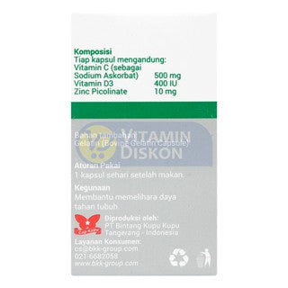 VITALIFE C+D3+ZINC 30 KAPSUL