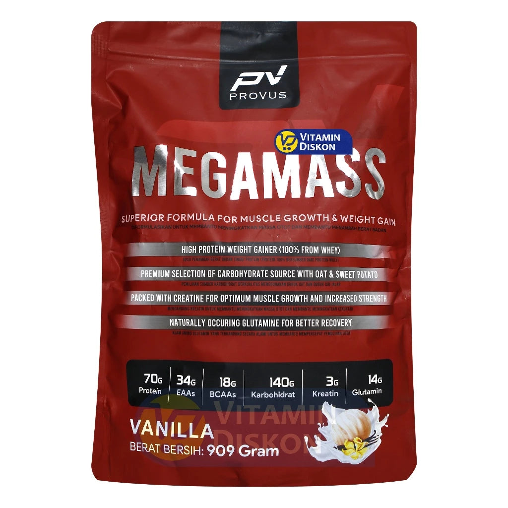 PROVUS MEGAMASS SUPERIOR FORMULA FOR MUSCLE GROWTH AND WEIGHT GAIN RASA VANILLA 909 GR