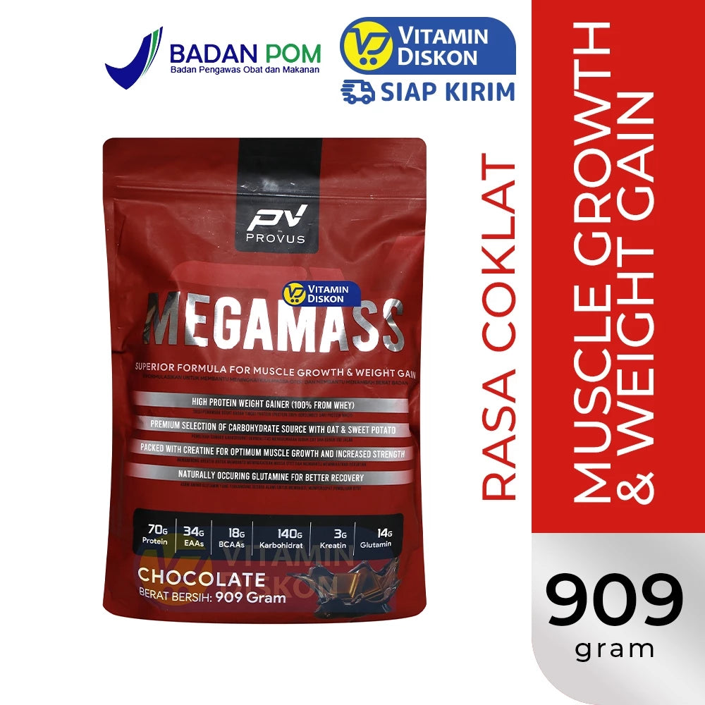 PROVUS MEGAMASS SUPERIOR FORMULA FOR MUSCLE GROWTH AND WEIGHT GAIN RASA CHOCOLATE 909 GR