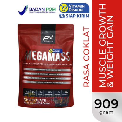 PROVUS MEGAMASS SUPERIOR FORMULA FOR MUSCLE GROWTH AND WEIGHT GAIN RASA CHOCOLATE 909 GR