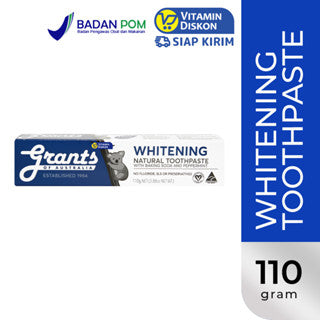 GRANTS WHITENING WITH PEPPERMINT NATURAL TOOTHPASTE FLUORIDE FREE 110G