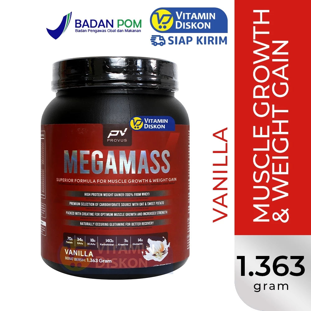 PROVUS MEGAMASS SUPERIOR FORMULA FOR MUSCLE GROWTH AND WEIGHT GAIN RASA VANILLA 3 LBS