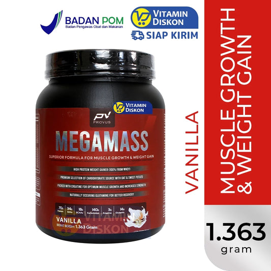PROVUS MEGAMASS SUPERIOR FORMULA FOR MUSCLE GROWTH AND WEIGHT GAIN RASA VANILLA 3 LBS