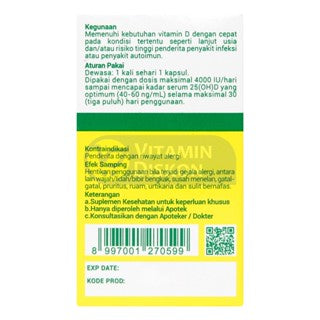 VITALIFE D3 4000 IU ISI 30 KAPSUL