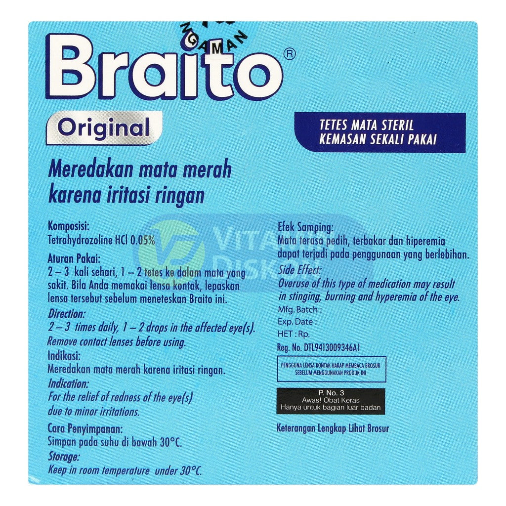 BRAITO ORIGINAL TETRAHYDROLINE HCL - ISI 0,5ML @ 10 PCS