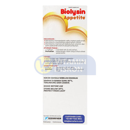 BIOLYSIN APPETITE RASA JERUK 100ML