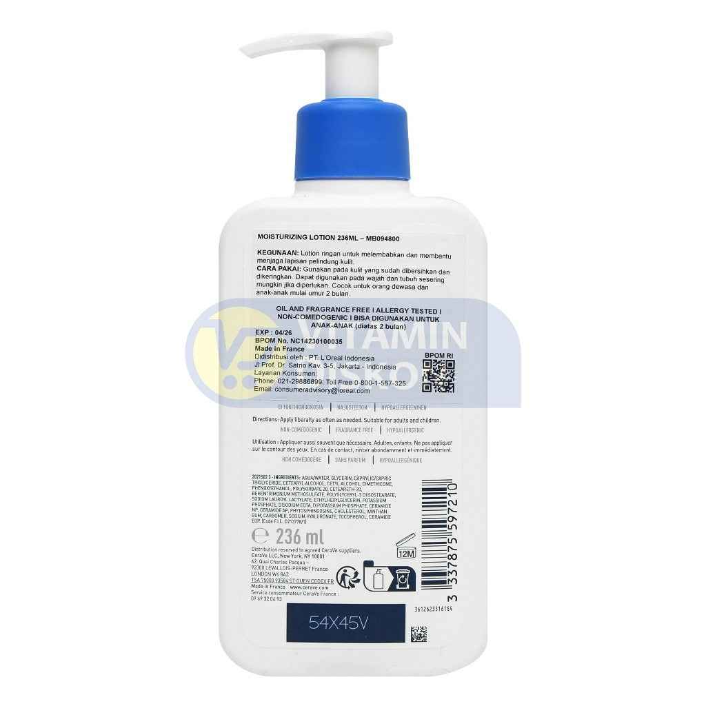 CERAVE MOISTURISING LOTION FOR DRY TO VERY DRY SKIN - 236ML