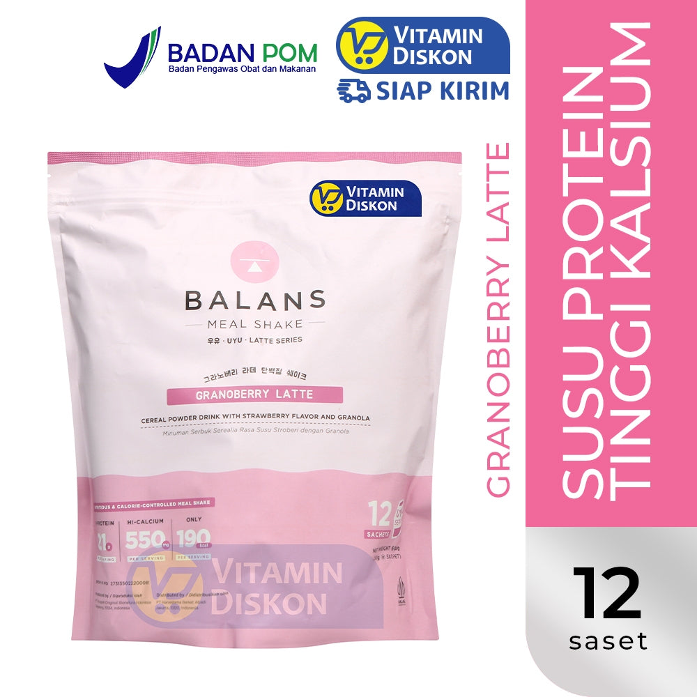 BALANS MEAL SHAKE GRANOBERRY OAT LATTE 1 POUCH @12 Pcs