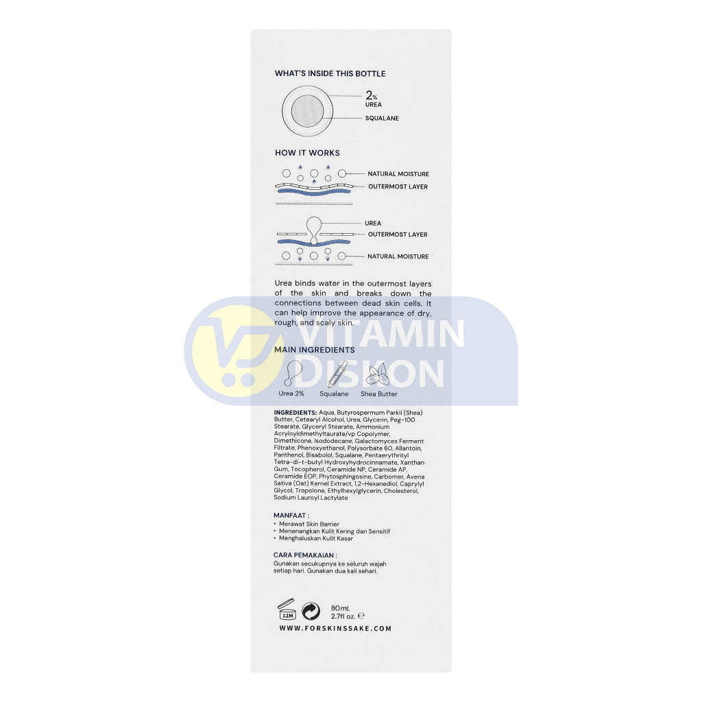 FOR SKIN'S SAKE FSS RICH CREAM MOISTURIZER 2% UREA & SQUALANE 80 ML