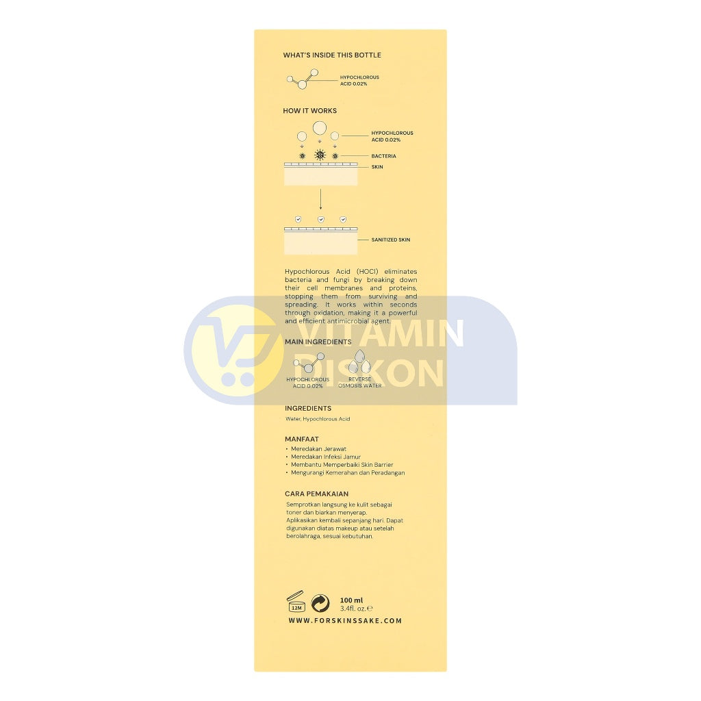 FOR SKIN'S SAKE FSS HYPOCHLOROUS ACID SPRAY 0.02% 100 ML