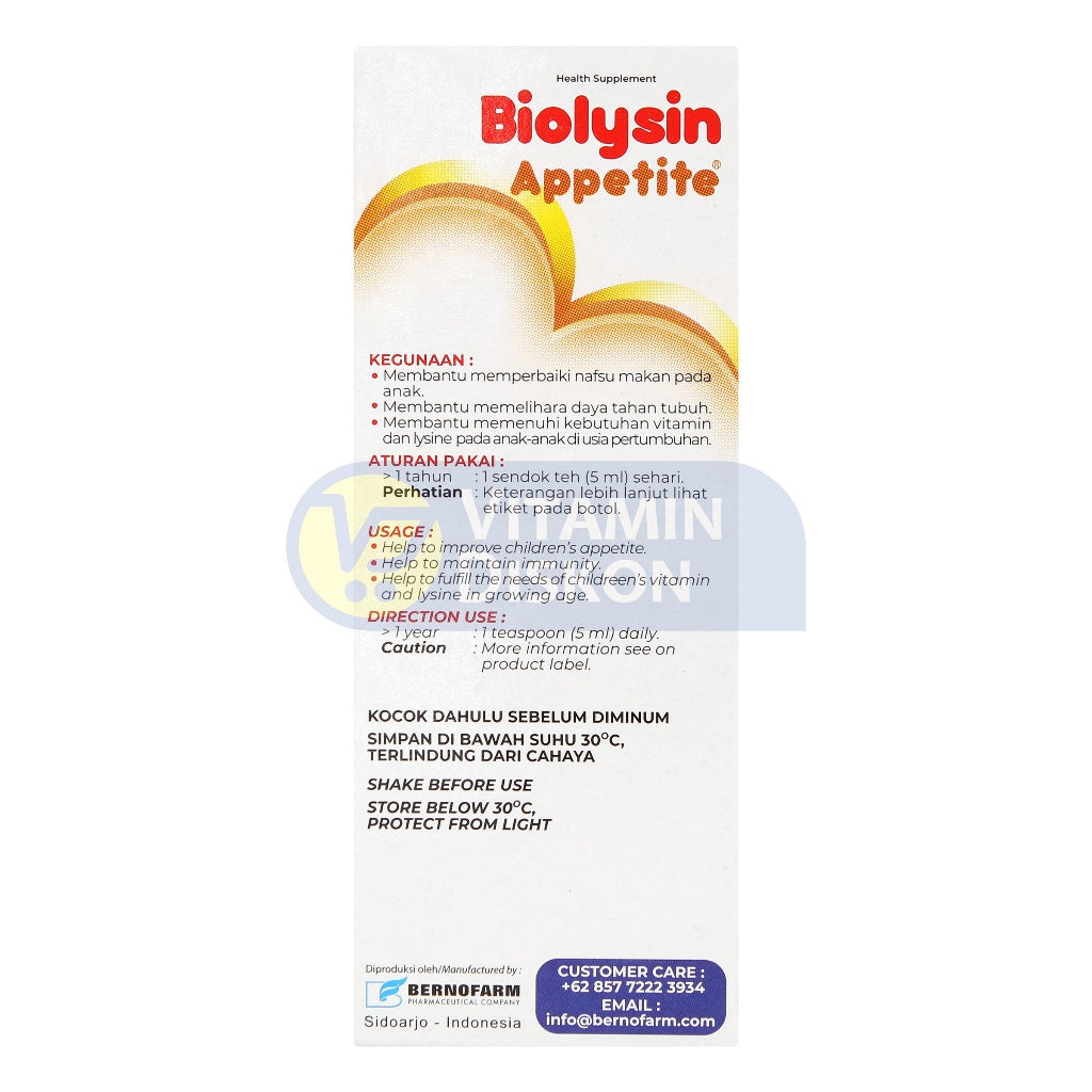 BIOLYSIN APPETITE RASA JERUK 60ML