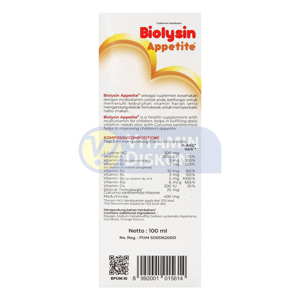 BIOLYSIN APPETITE RASA JERUK 100ML