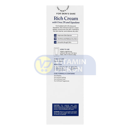 FOR SKIN'S SAKE FSS RICH CREAM MOISTURIZER 2% UREA & SQUALANE 80 ML