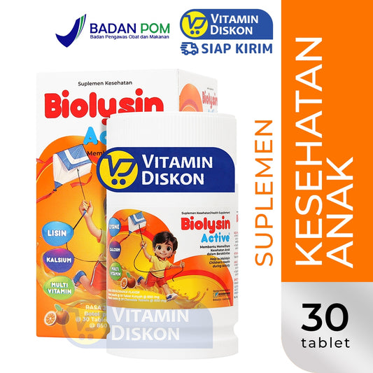BIOLYSIN ACTIVE SUPLEMEN MAKANAN RASA JERUK - ISI 30 TABLET