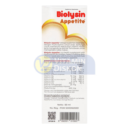 BIOLYSIN APPETITE RASA JERUK 60ML