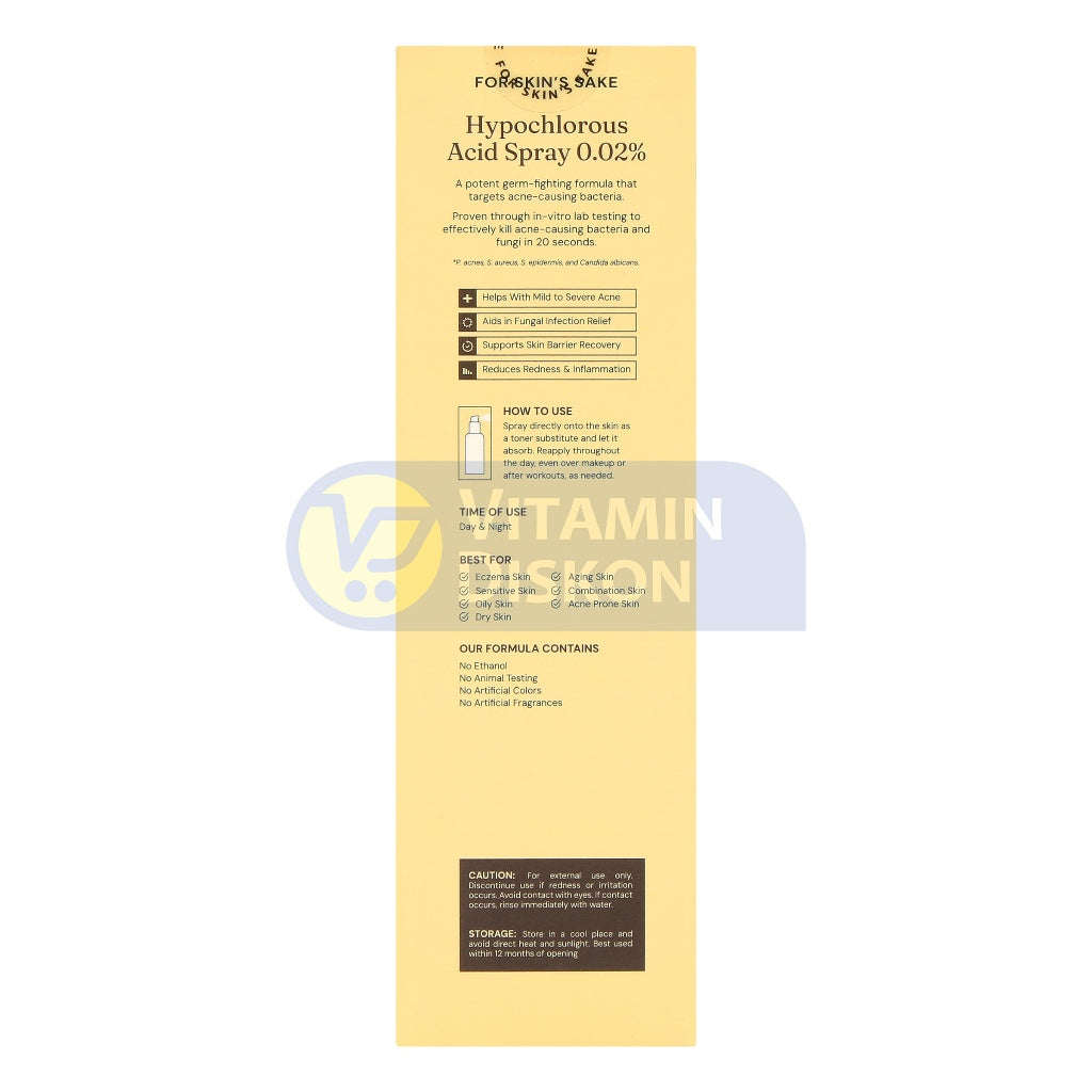 FOR SKIN'S SAKE FSS HYPOCHLOROUS ACID SPRAY 0.02% 100 ML