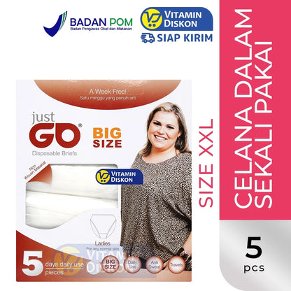 JUST GO DISPOSABLE UNDERWEAR BIG SIZE WOMAN SIZE XXL